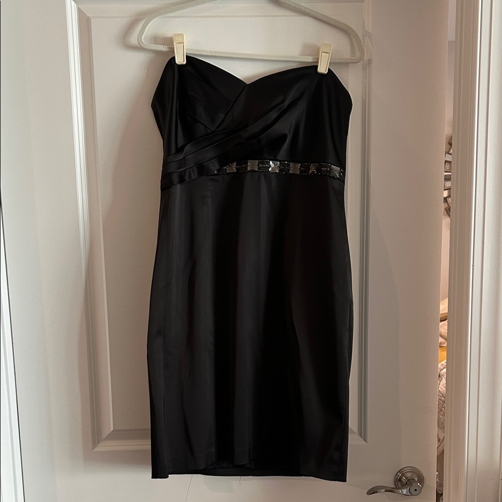 David Meister Black Strapless Dress with Sequin Detail